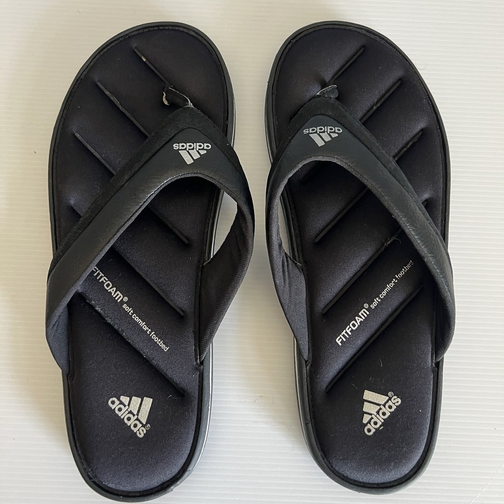 Mens Adidas Sandals Fit Foam Casual Slip On Flip Flops Black Size 9